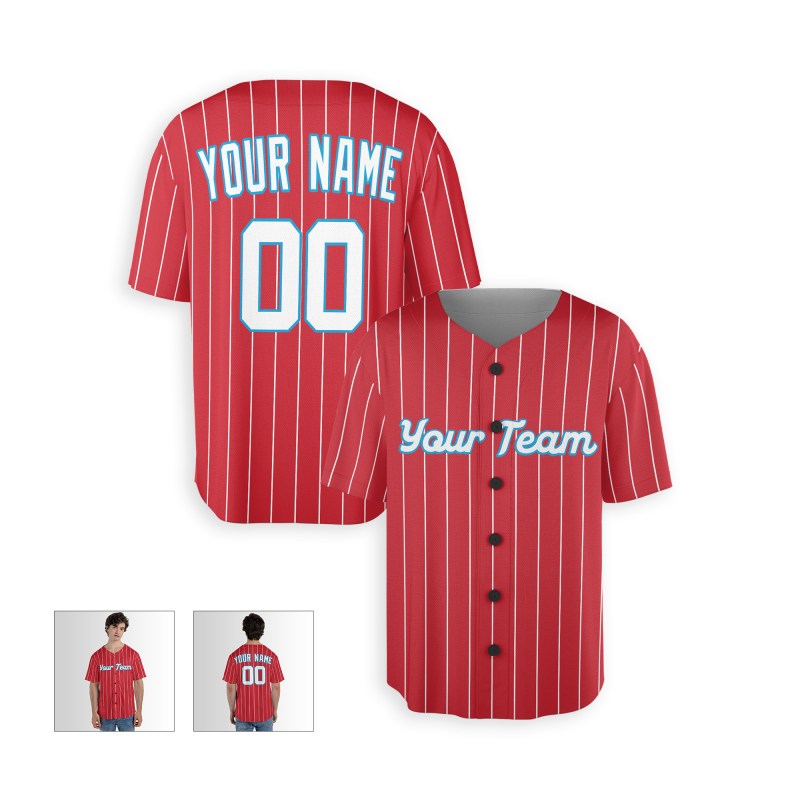 Personalized Miami Marlins Baseball Jersey - Red City Style, Custom Name & Number-4