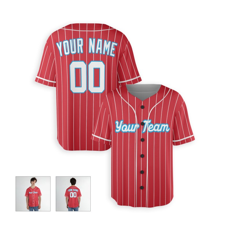 Personalized Miami Marlins Baseball Jersey - Red City Style, Custom Name & Number-5