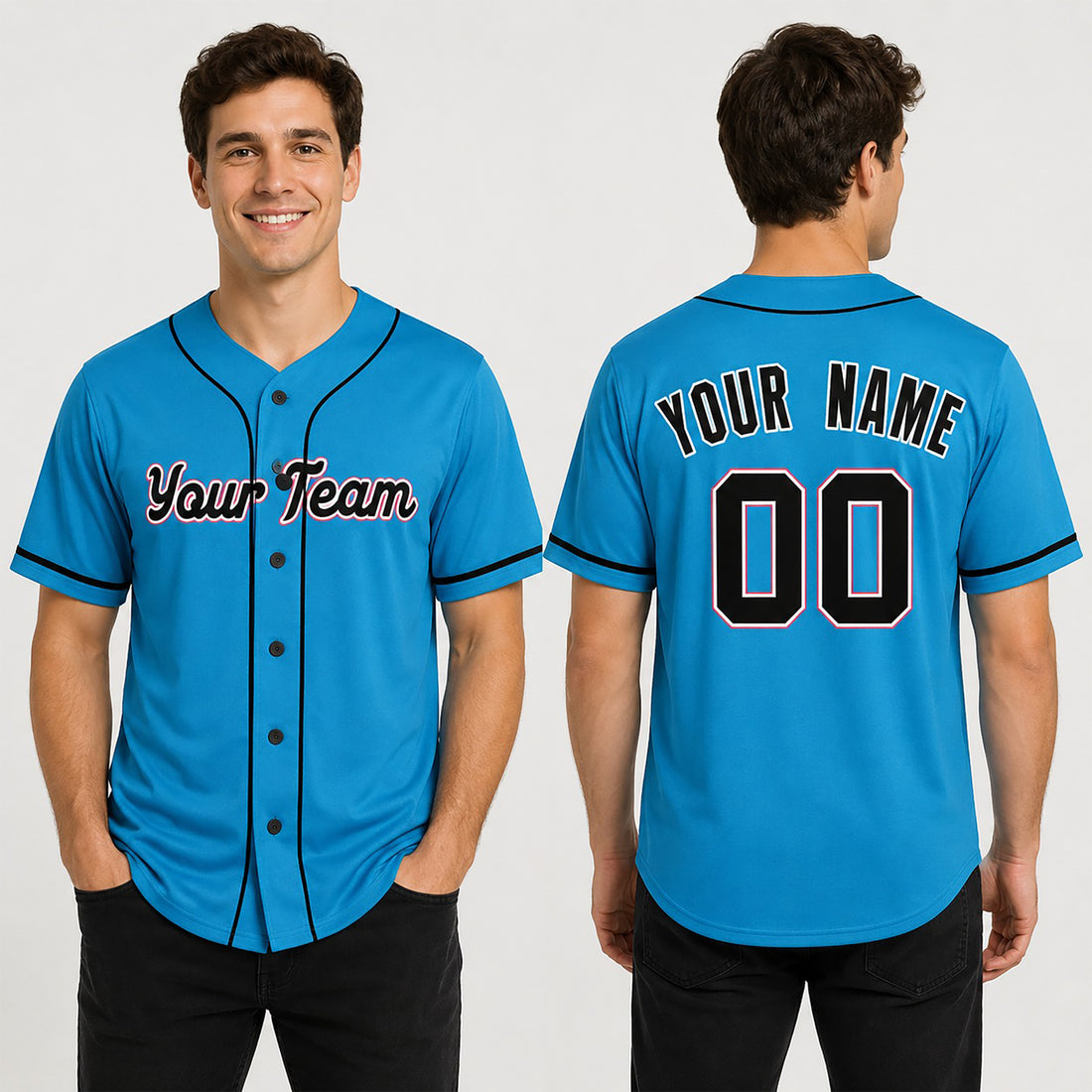 Personalized Miami Marlins Baseball Jersey - Sky Blue Alternate Style, Custom Name & Number-1