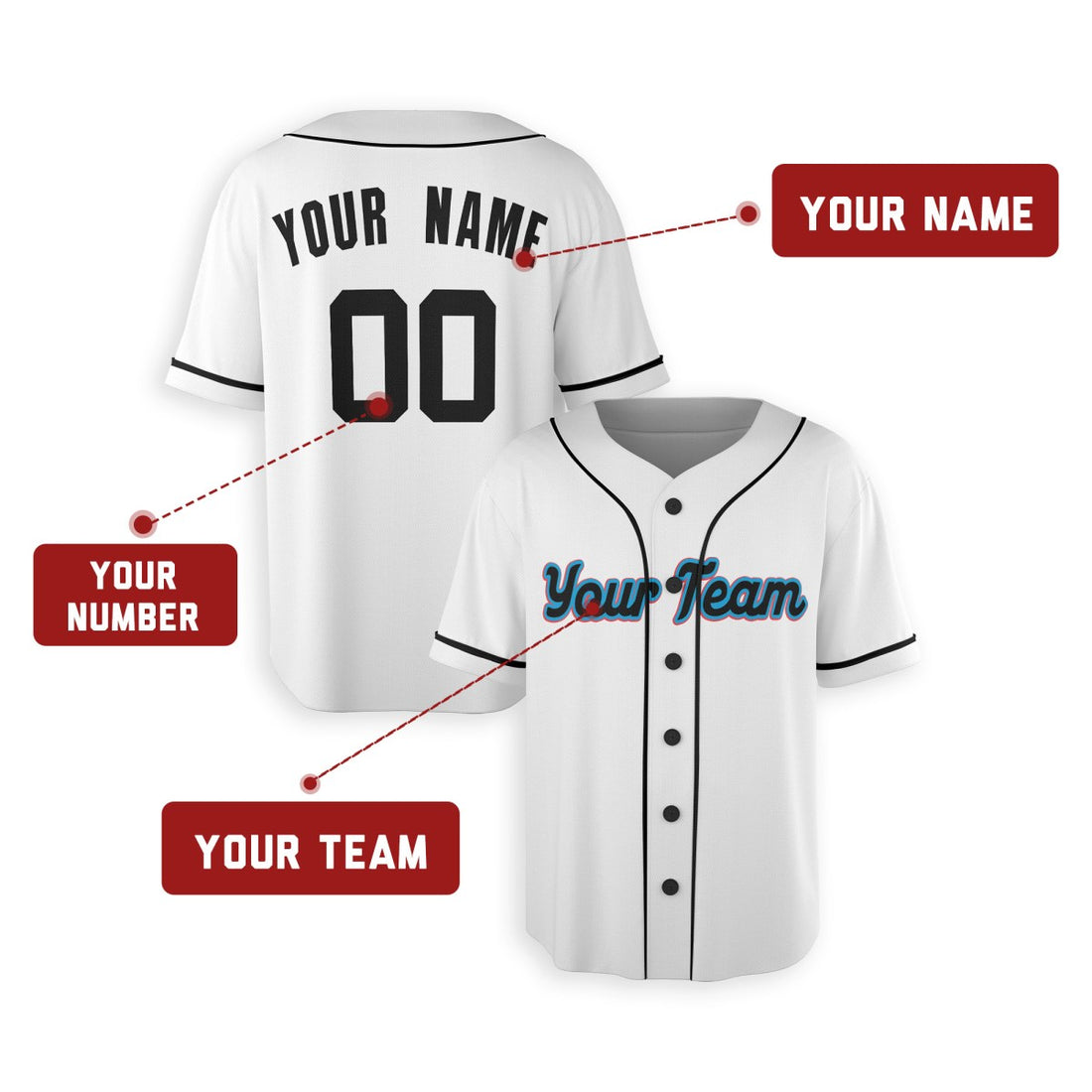 Personalized Miami Marlins Baseball Jersey - White Home Style, Custom Name & Number-1