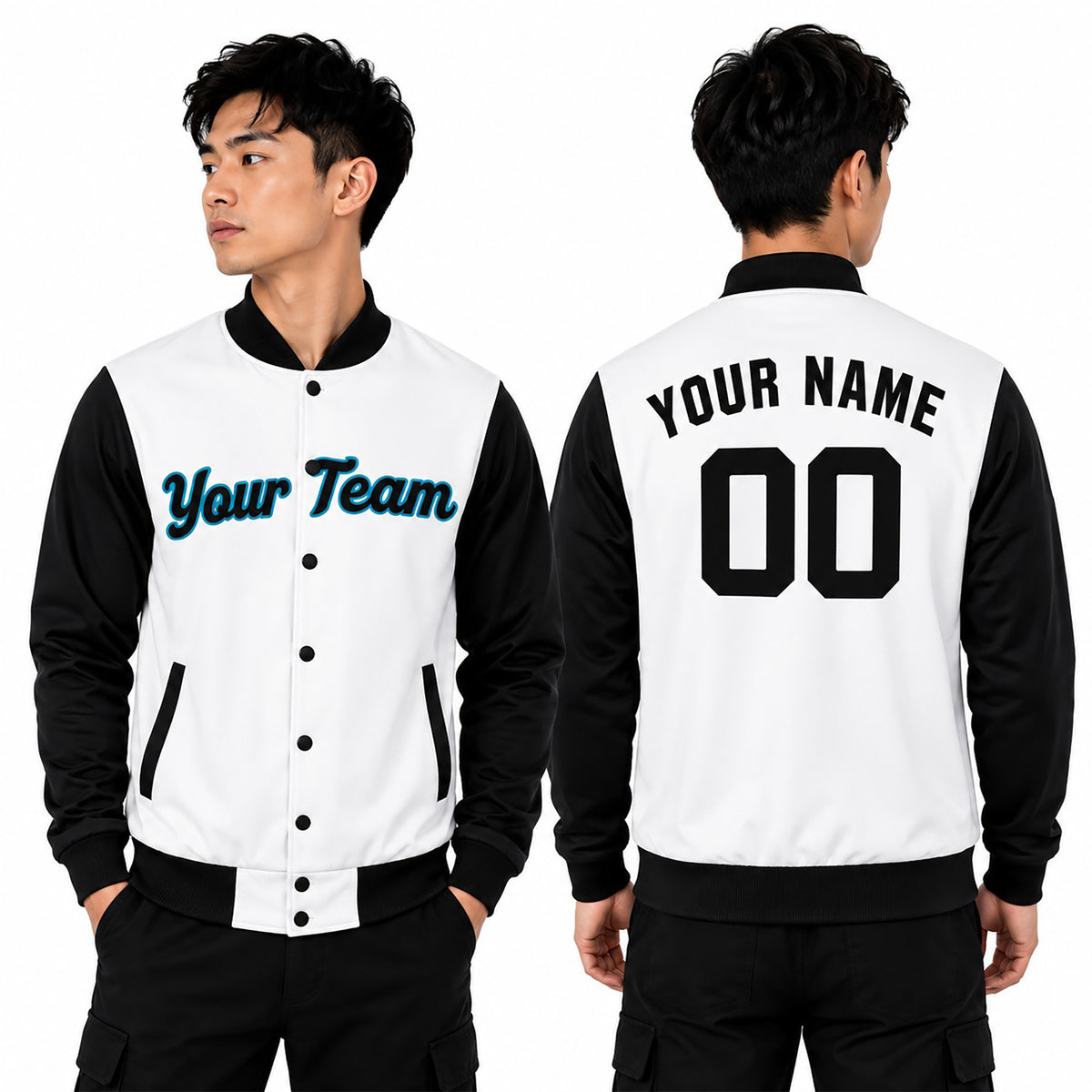 Personalized Miami Marlins Varsity Jacket – White Black Home Style, Custom Name & Number-1