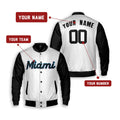 Personalized Miami Marlins Varsity Jacket – White Black Home Style, Custom Name & Number-2