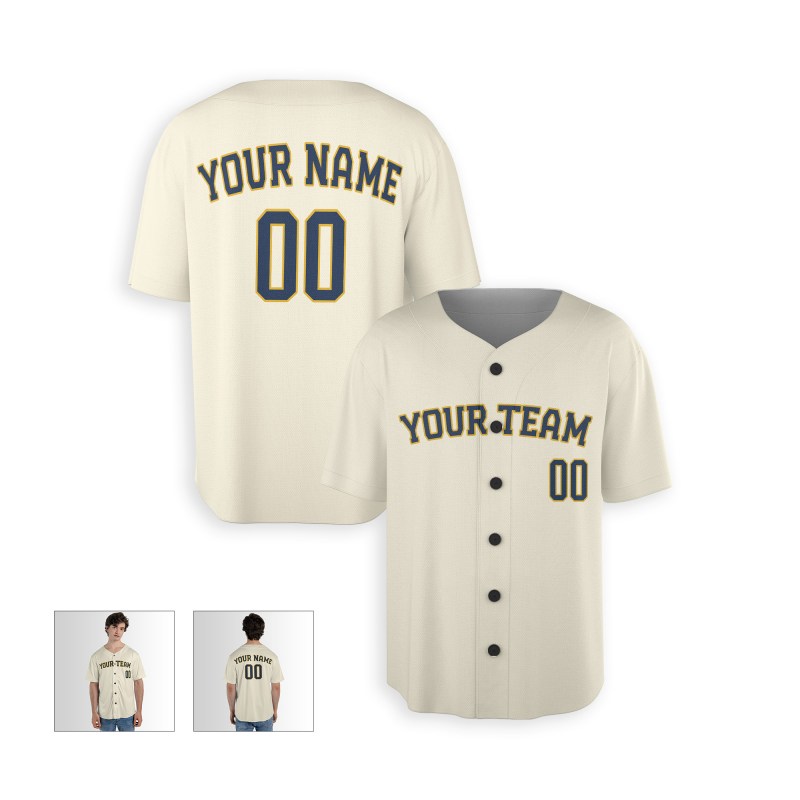 Personalized Milwaukee Brewers Baseball Jersey - Cream Home Style, Custom Name & Number-3