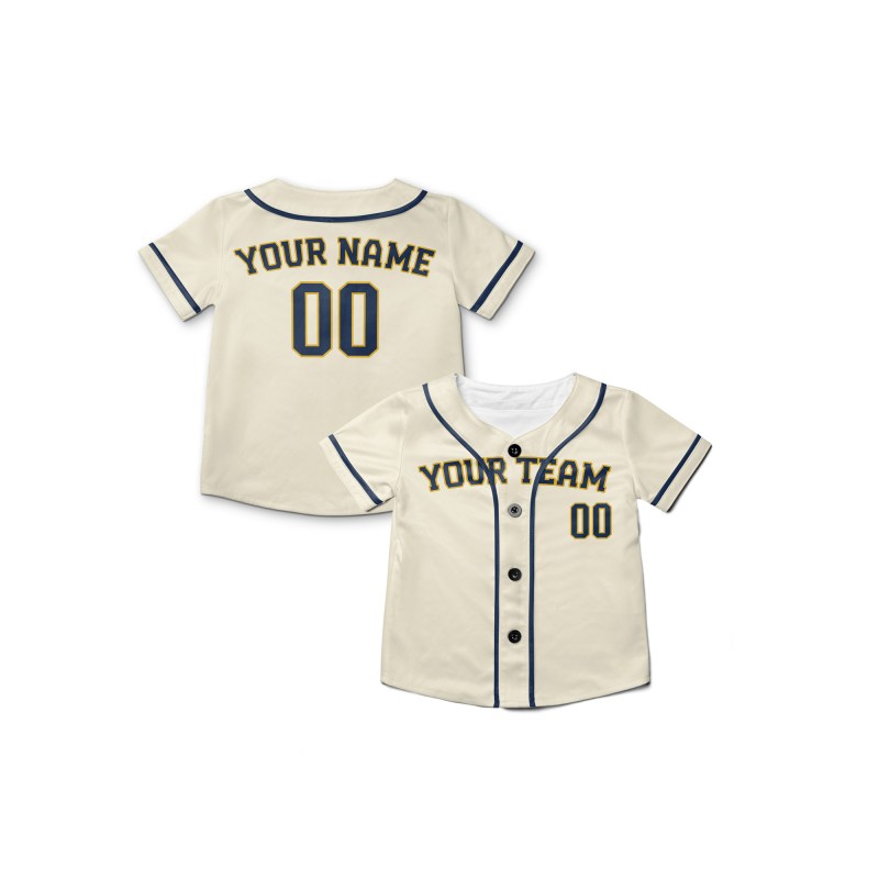 Personalized Milwaukee Brewers Baseball Jersey - Cream Home Style, Custom Name & Number-8