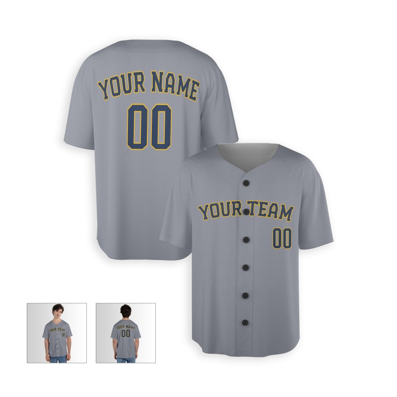 Personalized Milwaukee Brewers Baseball Jersey - Gray Alternate Style, Custom Name & Number-3