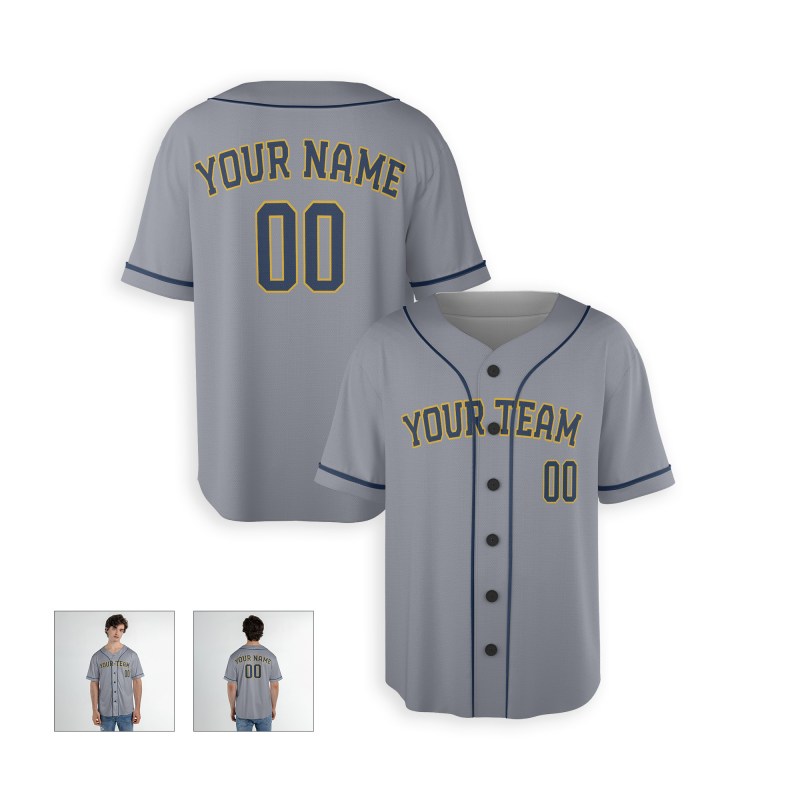 Personalized Milwaukee Brewers Baseball Jersey - Gray Alternate Style, Custom Name & Number-4