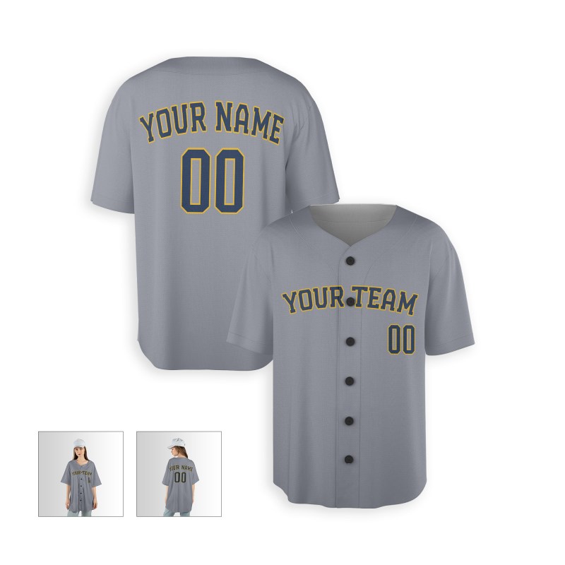 Personalized Milwaukee Brewers Baseball Jersey - Gray Alternate Style, Custom Name & Number-5