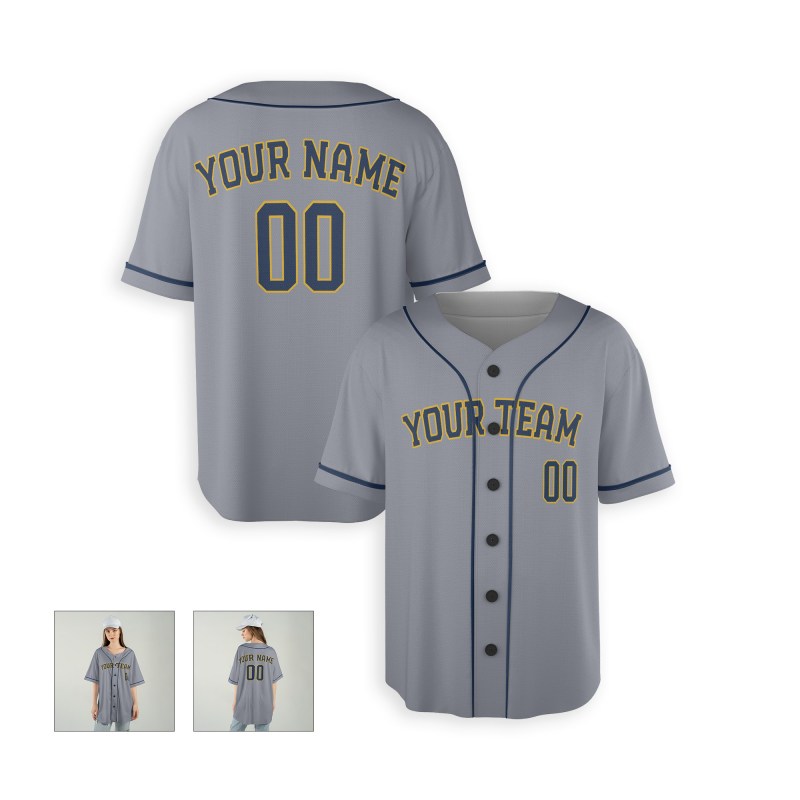 Personalized Milwaukee Brewers Baseball Jersey - Gray Alternate Style, Custom Name & Number-6
