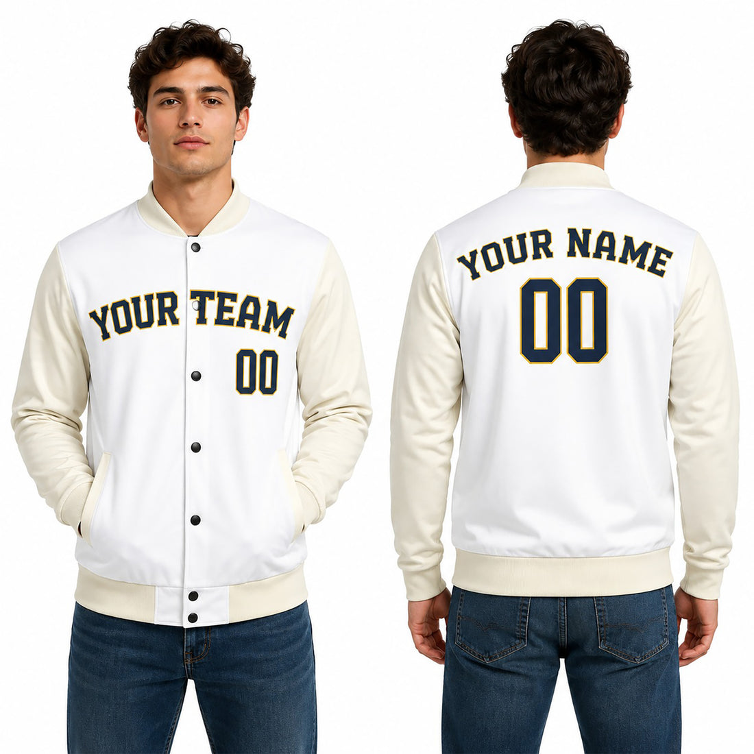 Personalized Milwaukee Brewers Varsity Jacket – White Cream Home Style, Custom Name & Number-1
