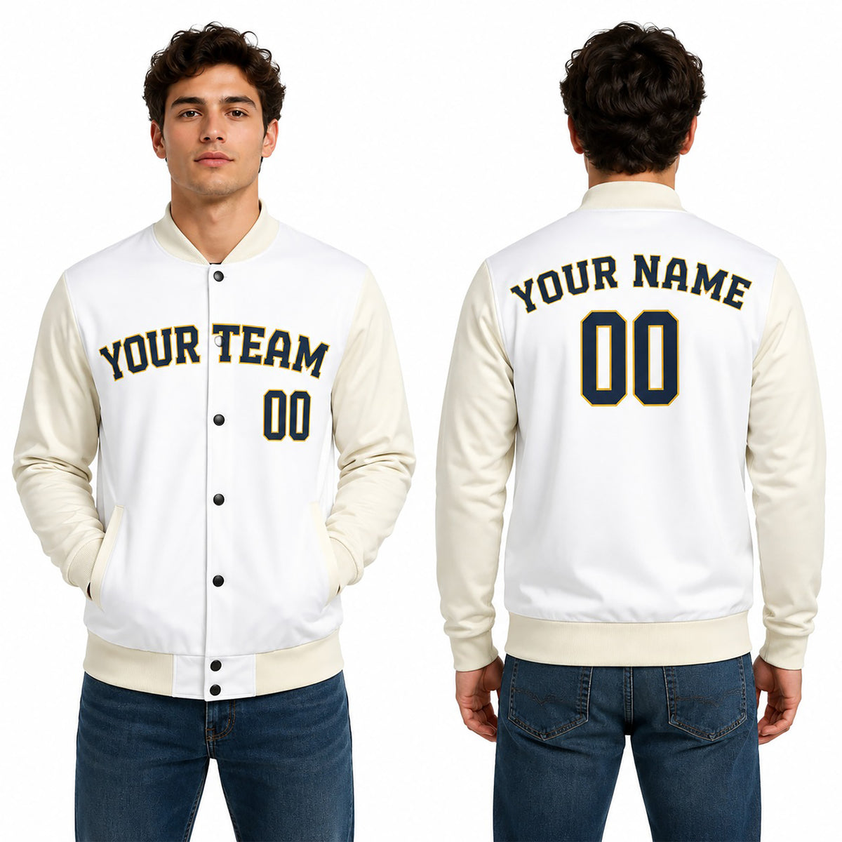 Personalized Milwaukee Brewers Varsity Jacket – White Cream Home Style, Custom Name & Number-1