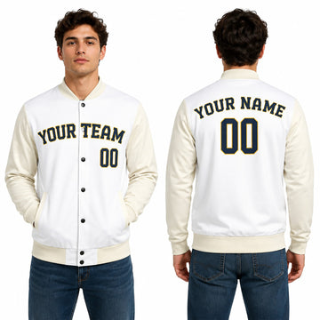 Personalized Milwaukee Brewers Varsity Jacket – White Cream Home Style, Custom Name & Number-1