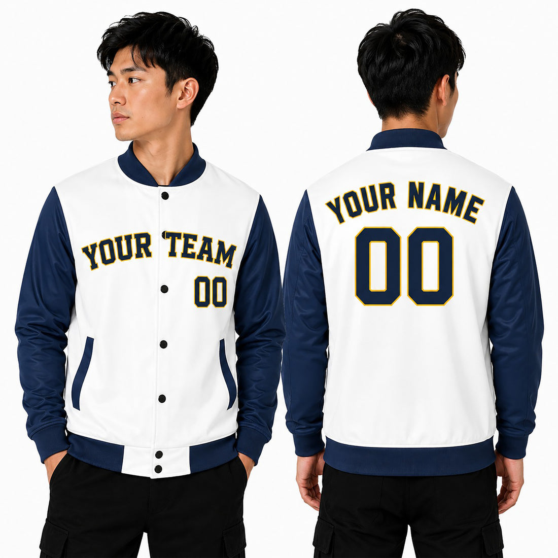 Personalized Milwaukee Brewers Varsity Jacket – White Navy Alternate Style, Custom Name & Number-1