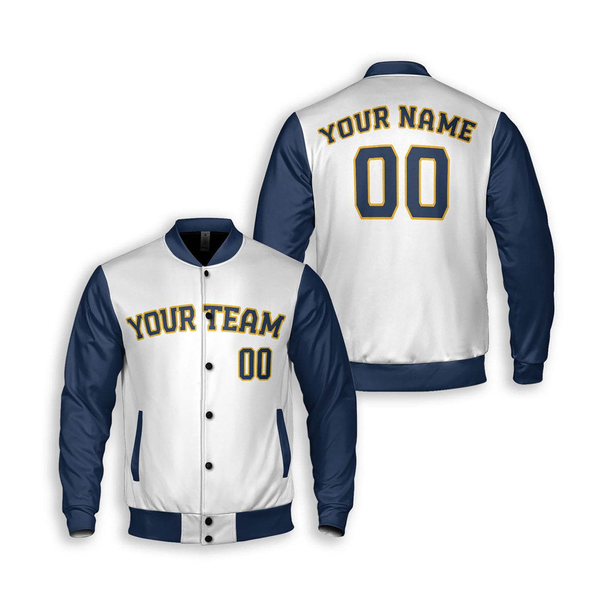 Personalized Milwaukee Brewers Varsity Jacket – White Navy Alternate Style, Custom Name & Number-3