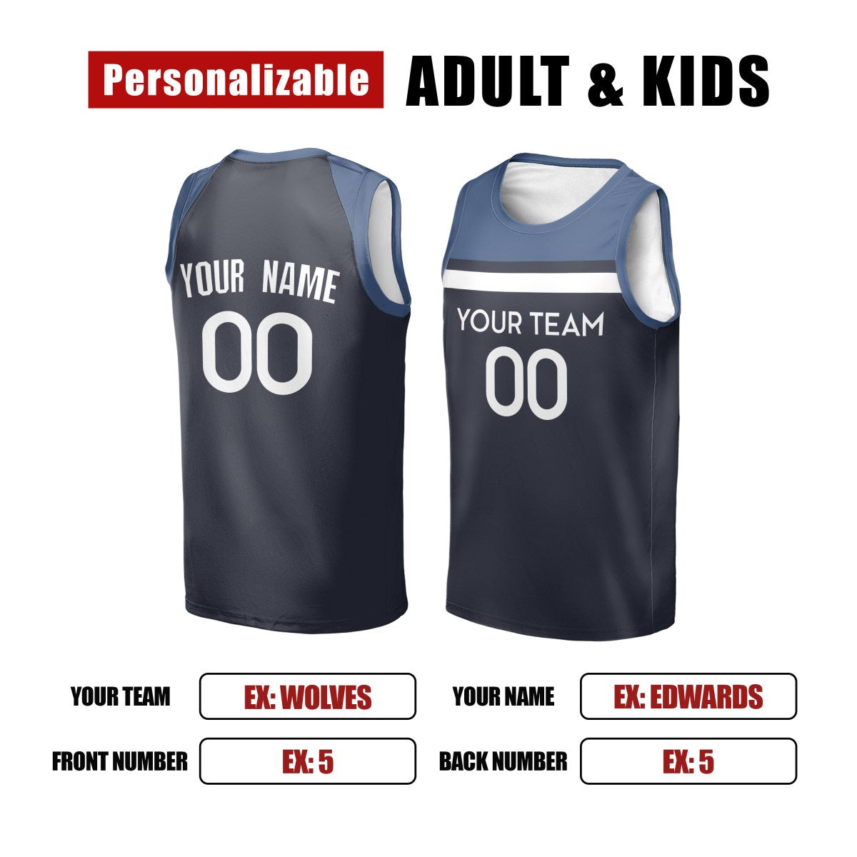 Personalized Minnesota Timberwolves Basketball Jersey - Navy Swingman Icon Style, Custom Name & Number-2