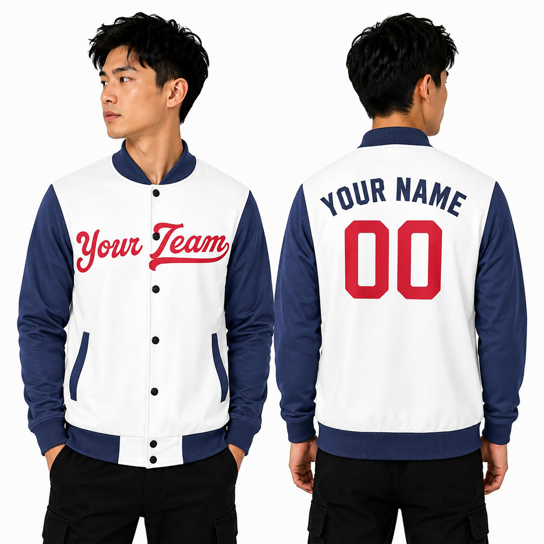 Personalized Minnesota Twins Varsity Jacket – White Navy Home Style, Custom Name & Number-1