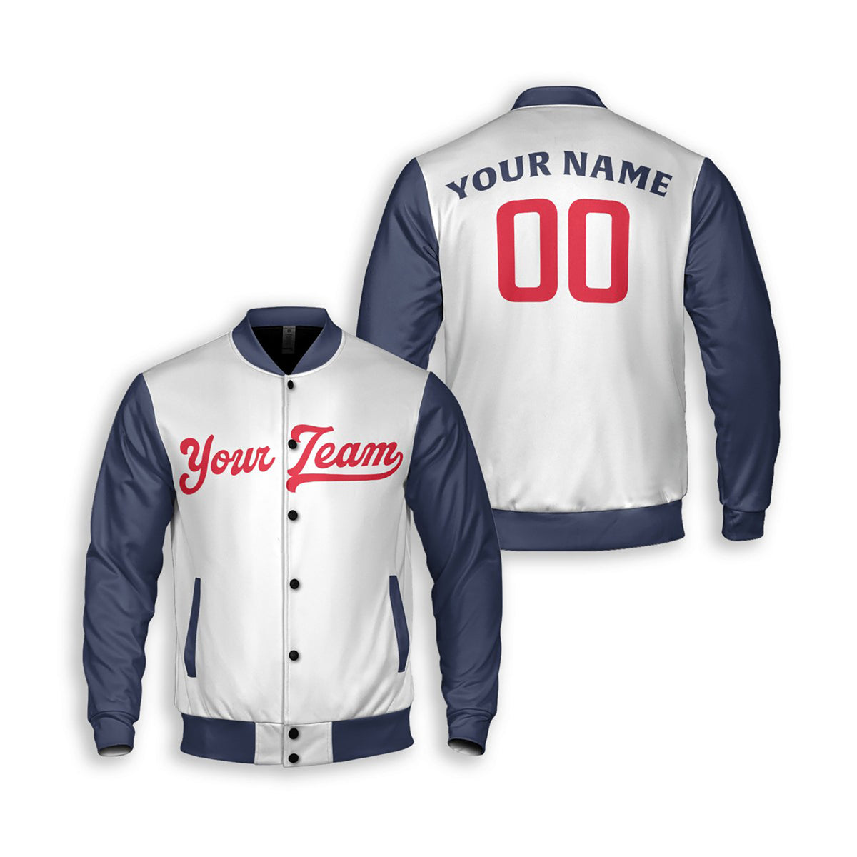 Personalized Minnesota Twins Varsity Jacket – White Navy Home Style, Custom Name & Number-3