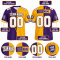 Personalized Minnesota Vikings 1998 Football Jersey – Purple Gold Split Legacy Style, Custom Name Patch, Team Name, Number & Logo-2