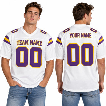Personalized Minnesota Vikings 1998 Football Jersey – White Legacy Retired Player Style, Custom Name Patch, Team Name, Number & Logo-1