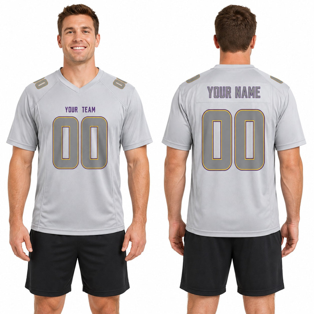 Personalized Minnesota Vikings Football Jersey – Gray Atmosphere Game Day Style, Custom Name & Number-1