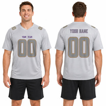 Personalized Minnesota Vikings Football Jersey – Gray Atmosphere Game Day Style, Custom Name & Number-1