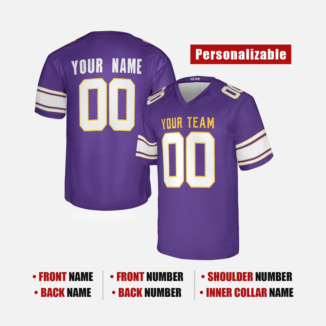 Personalized Minnesota Vikings Football Jersey - Purple Classic Style, Custom Name & Number-1