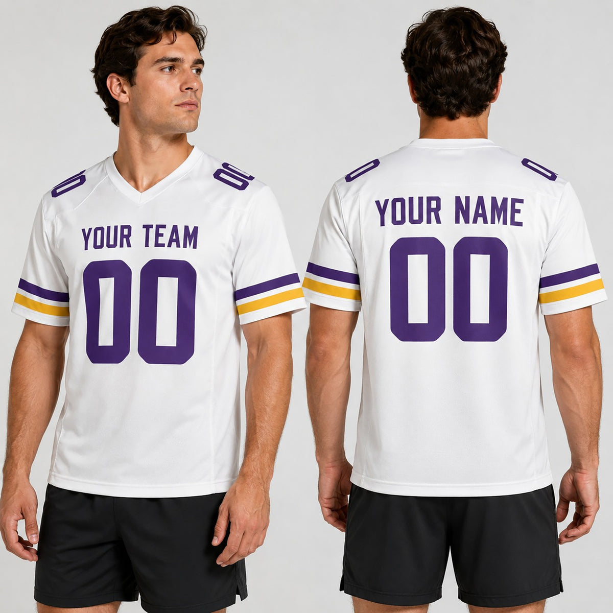 Personalized Minnesota Vikings Football Jersey - White Fan Style, Custom Name & Number-1