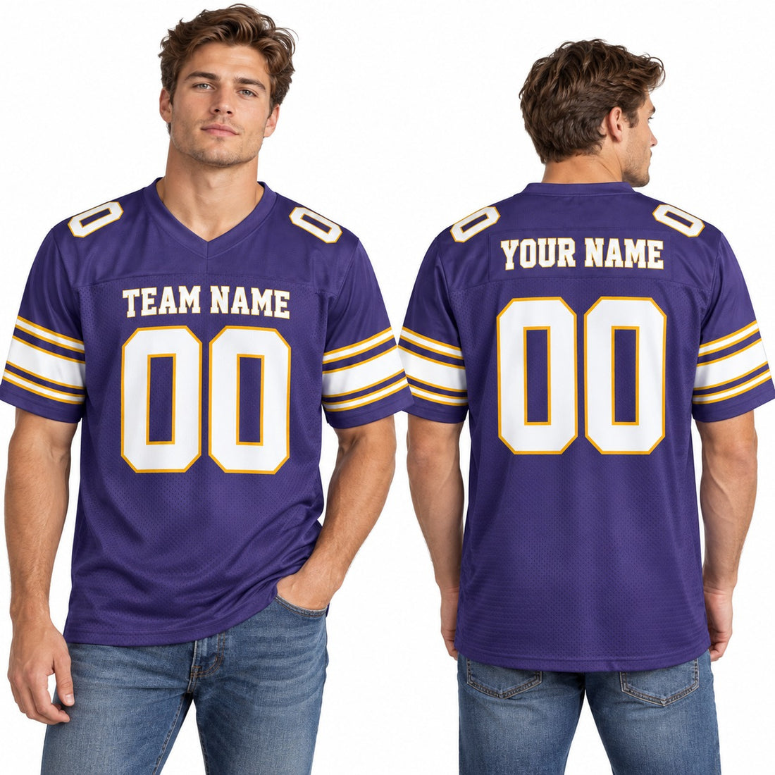 Personalized Minnesota Vikings Football Jersey – Purple Classic Style, Custom Name Patch, Team Name, Number & Logo-1