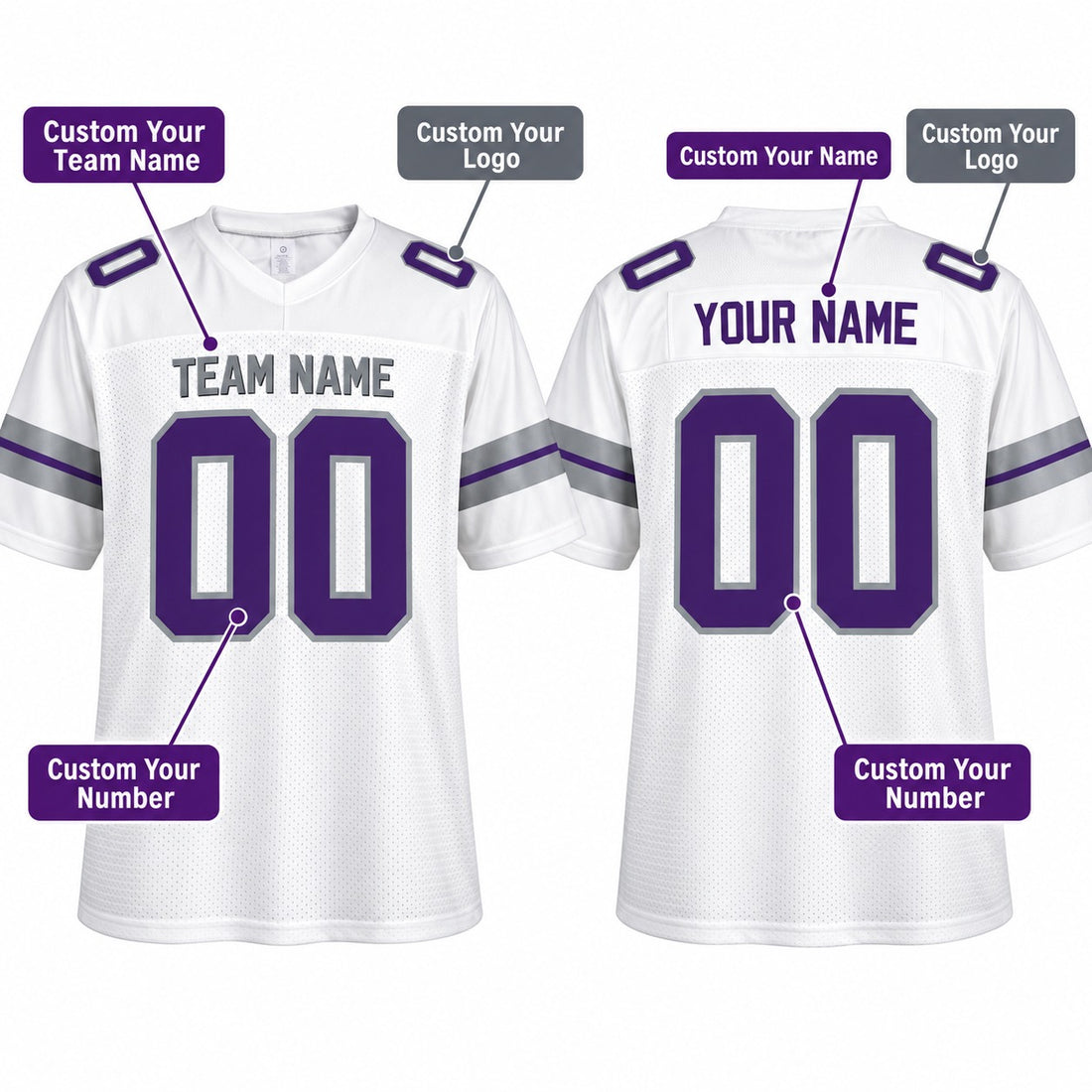 Personalized Minnesota Vikings Football Jersey – White Alternate Vapor F.U.S.E. Limited Style, Custom Name Patch, Team Name, Number & Logo-1