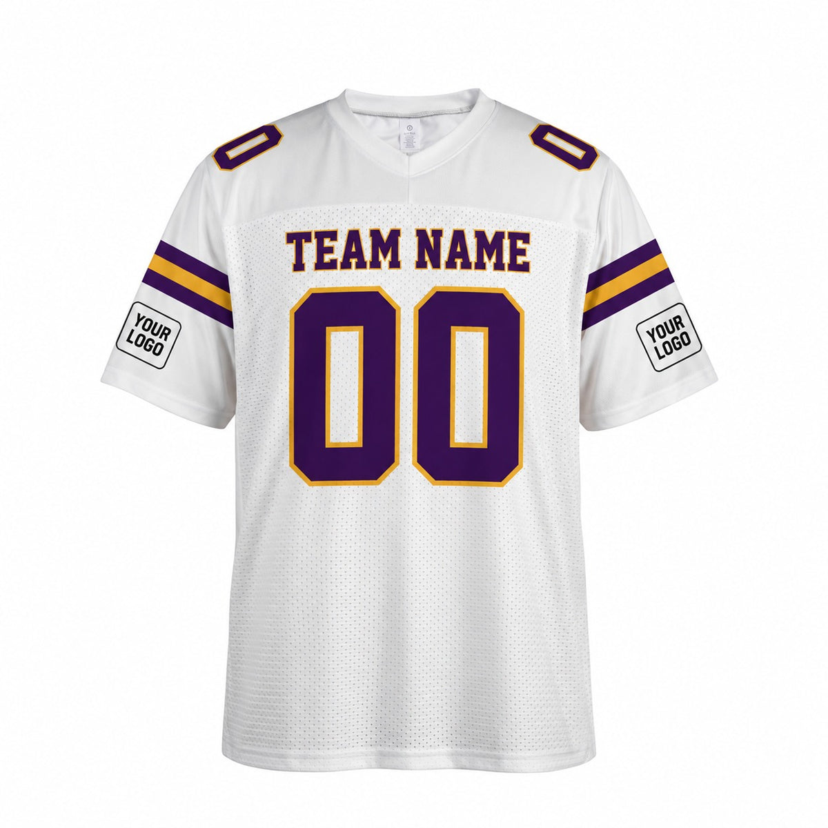 Personalized Minnesota Vikings Football Jersey – White Legacy Style, Custom Name Patch, Team Name, Number & Logo-3