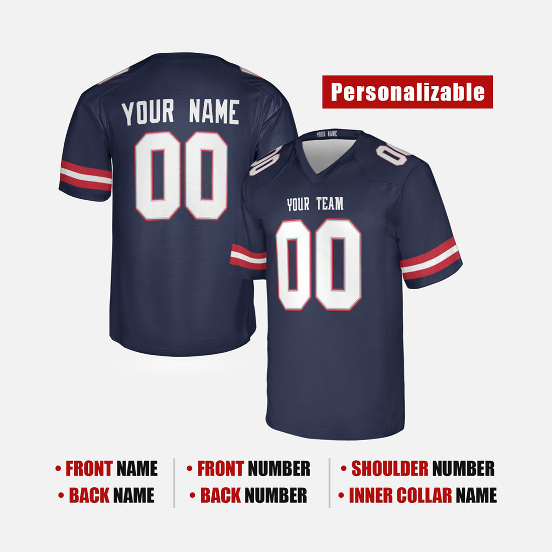 Personalized New England Patriots Football Jersey - Navy Alternate Style, Custom Name & Number-1