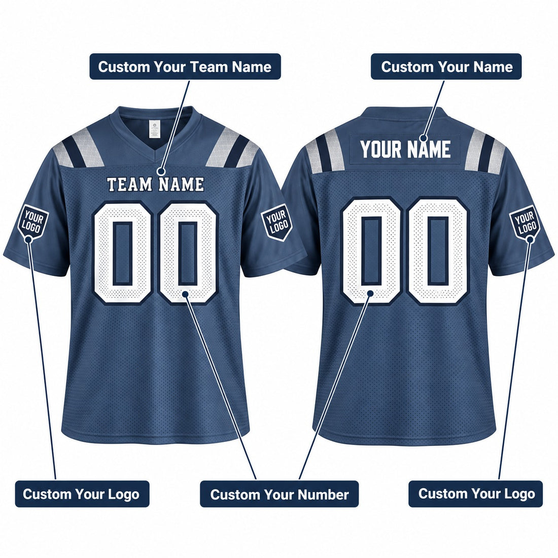 Personalized New England Patriots Football Jersey – Blue Rivalries Limited Style, Custom Name Patch, Team Name, Number & Logo-1