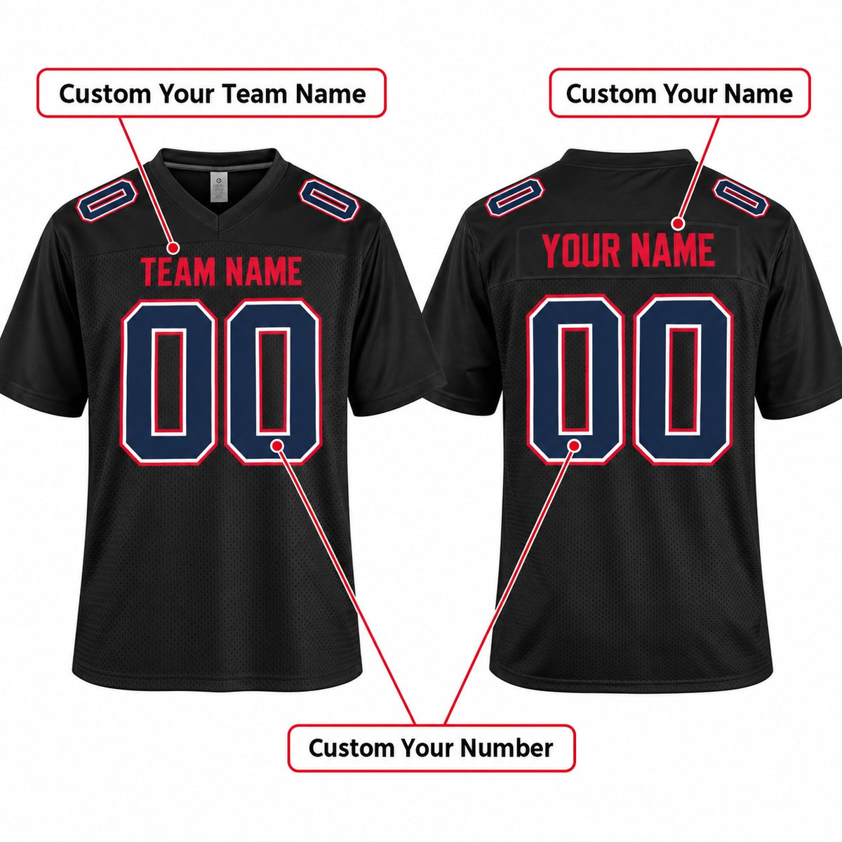 Personalized New England Patriots Football Jersey – Carbon Black Fashion Style, Custom Name Patch, Team Name, Number & Logo-2