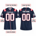 Personalized New England Patriots Football Jersey – Navy Game Style, Custom Name Patch, Team Name, Number & Logo-2