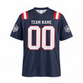Personalized New England Patriots Football Jersey – Navy Game Style, Custom Name Patch, Team Name, Number & Logo-3