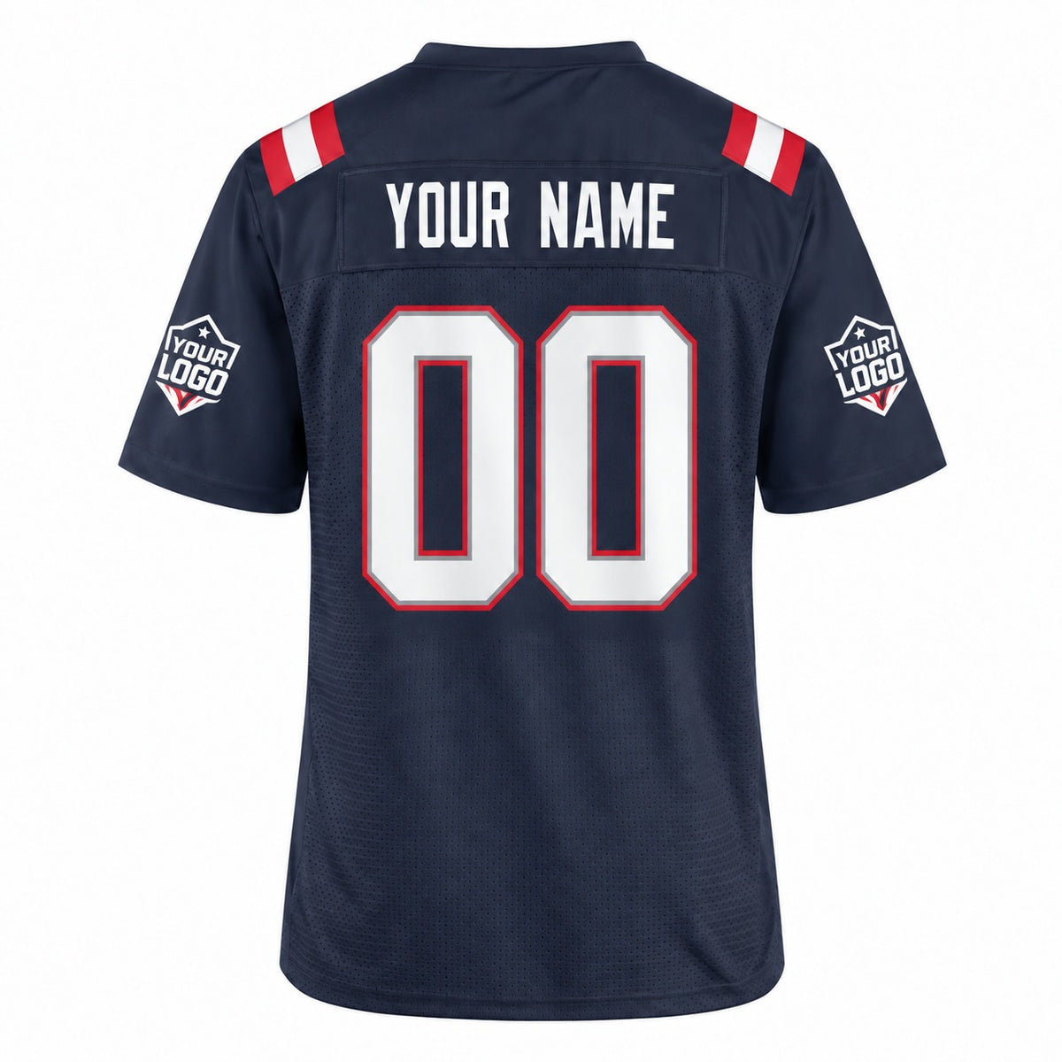 Personalized New England Patriots Football Jersey – Navy Game Style, Custom Name Patch, Team Name, Number & Logo-4
