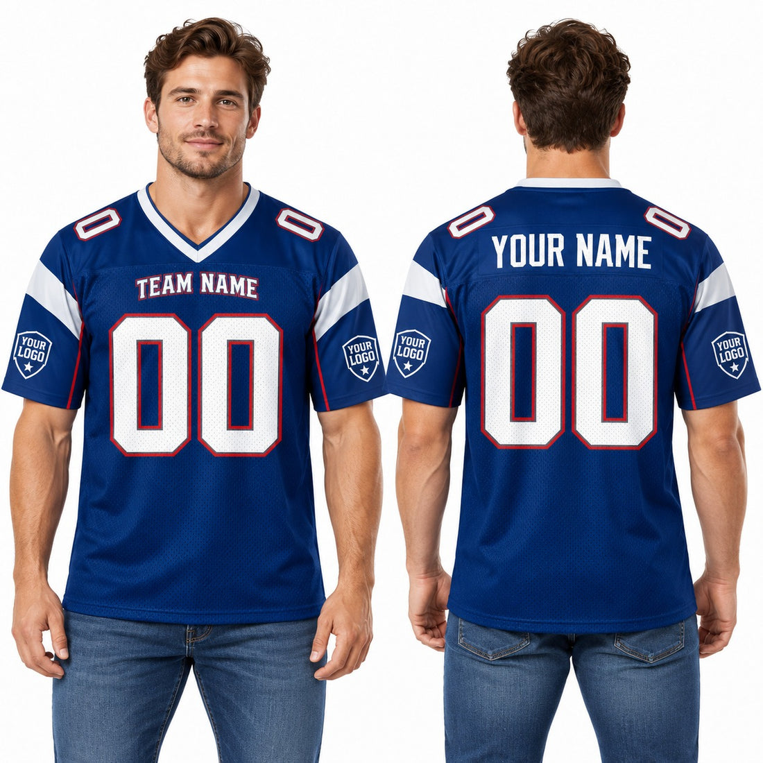 Personalized New England Patriots Football Jersey – Navy Legacy Style, Custom Name Patch, Team Name, Number & Logo-1
