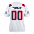 Personalized New England Patriots Football Jersey – White Game Style, Custom Name Patch, Team Name, Number & Logo-4