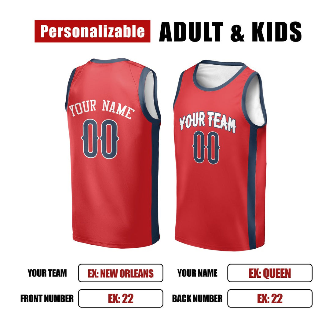 Personalized New Orleans Pelicans Basketball Jersey - Red Fast Break Statement Style, Custom Name & Number-1