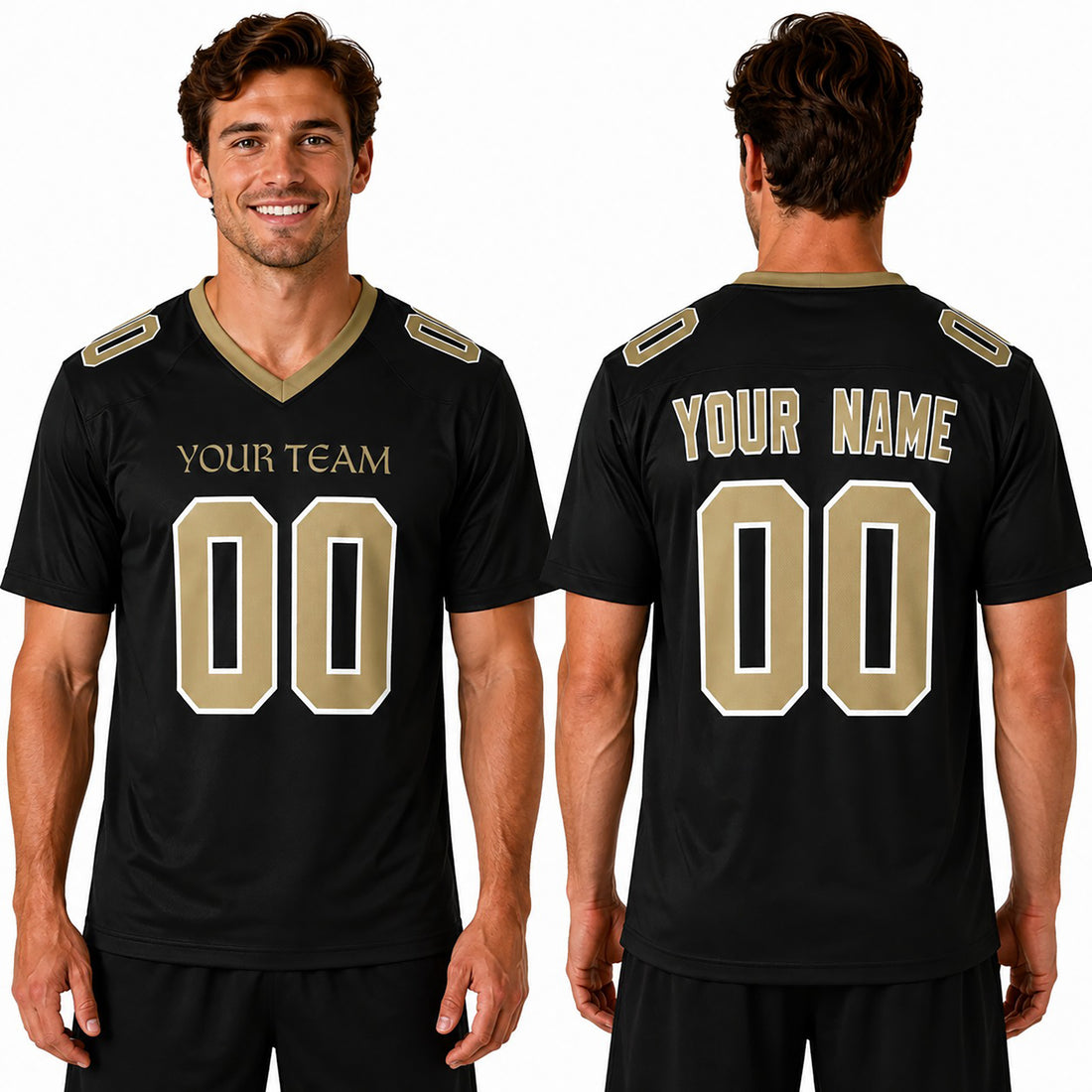 Personalized New Orleans Saints Football Jersey - Black Fan Style, Custom Name & Number-1