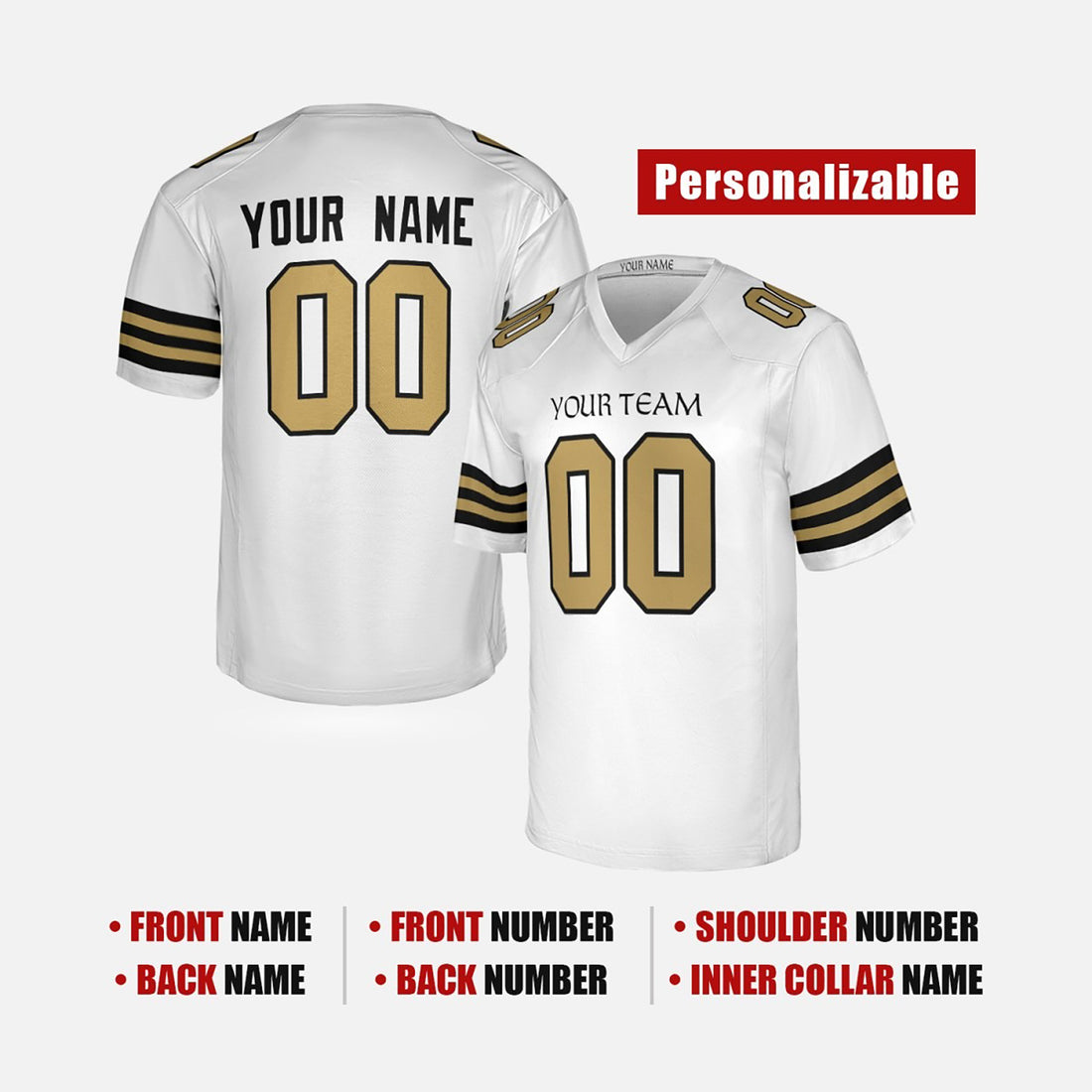 Personalized New Orleans Saints Football Jersey - White Alternate Style, Custom Name & Number-1