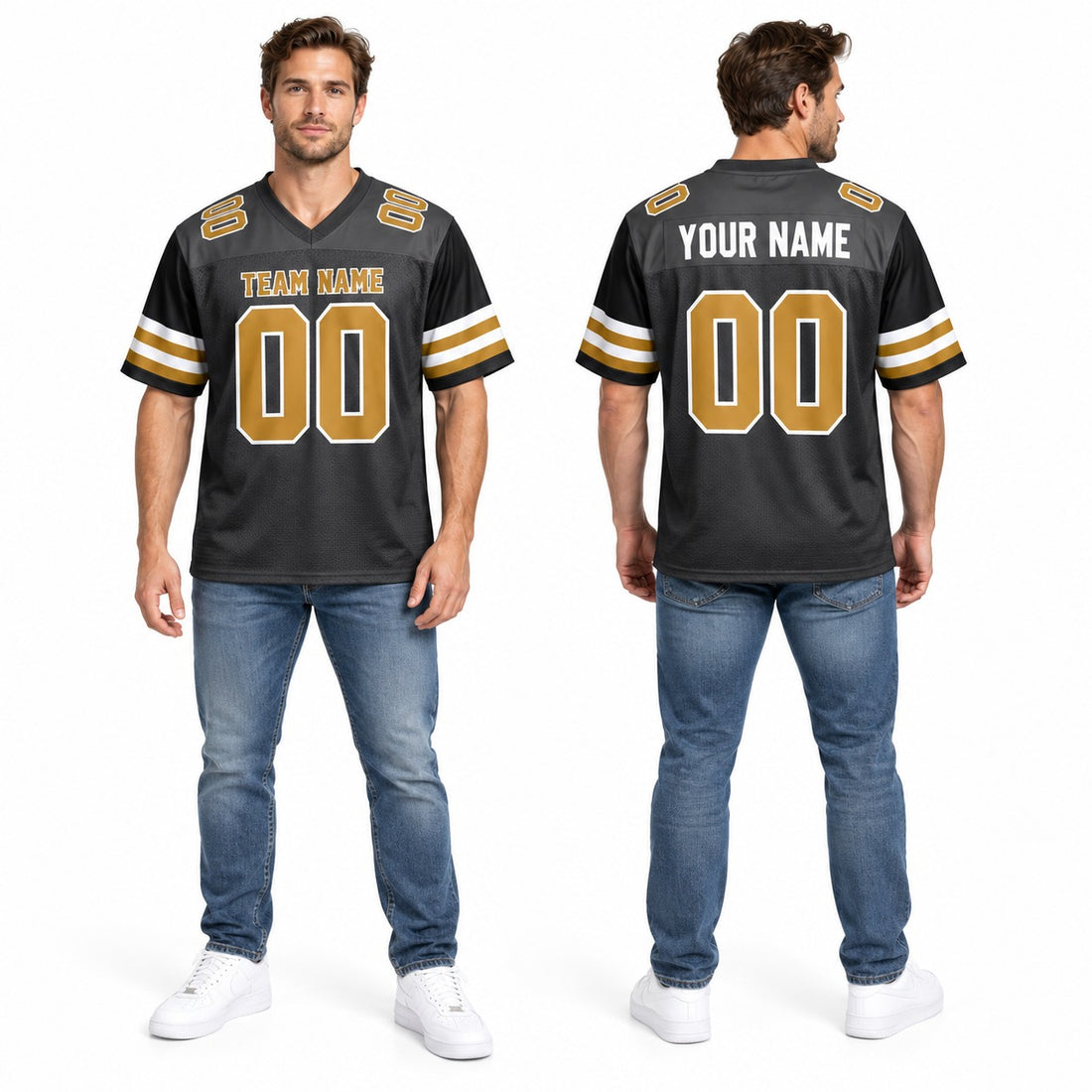 Personalized New Orleans Saints Football Jersey – Black Alternate Style, Custom Name Patch, Team Name, Number & Logo-1