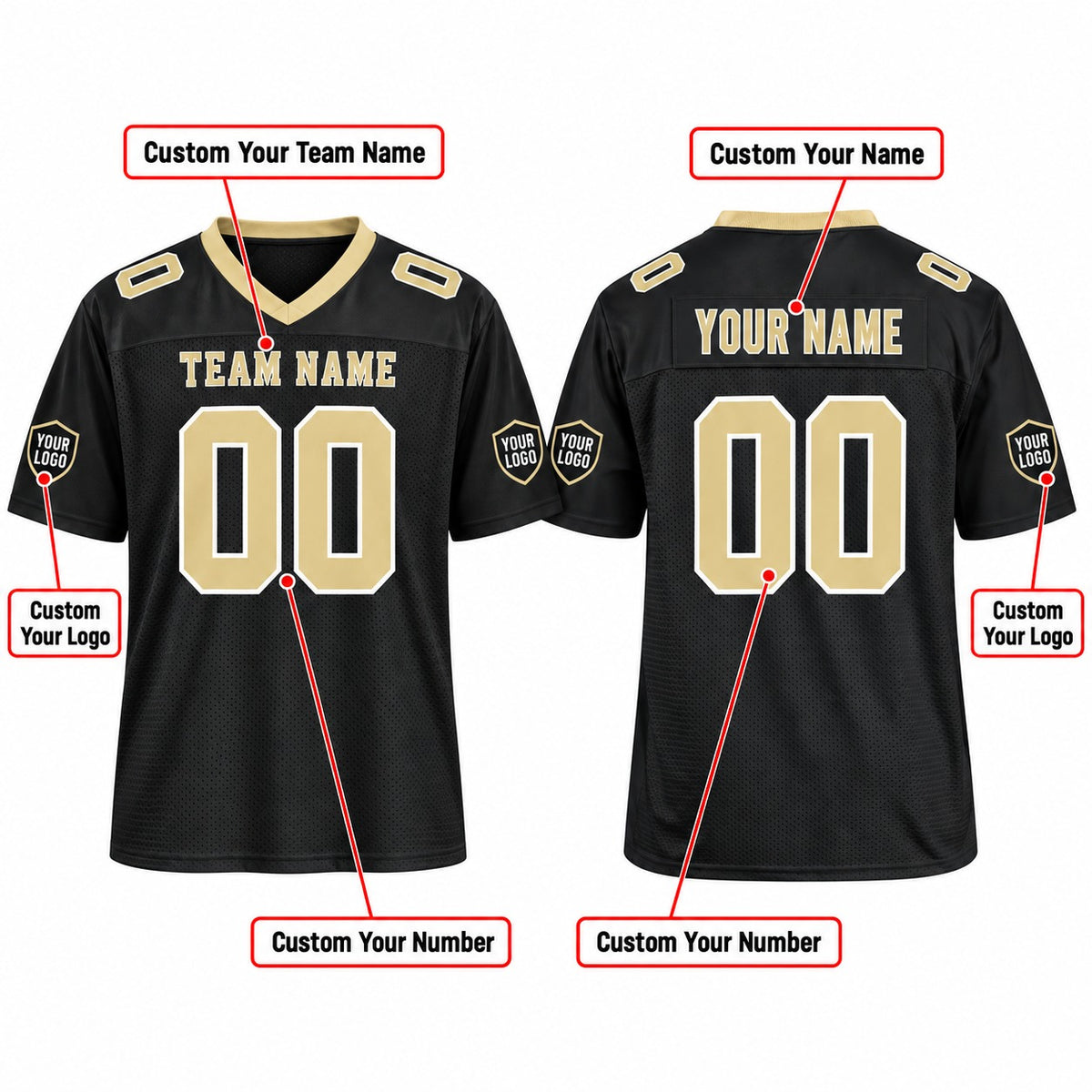 Personalized New Orleans Saints Football Jersey – Black Game Style, Custom Name Patch, Team Name, Number & Logo-2