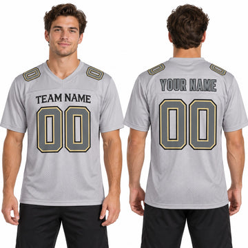 Personalized New Orleans Saints Football Jersey – Gray Atmosphere Game Style, Custom Name Patch, Team Name, Number & Logo-1