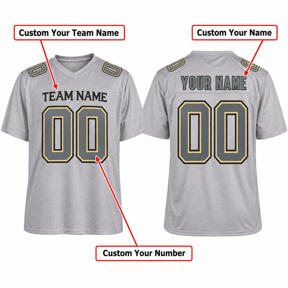 Personalized New Orleans Saints Football Jersey – Gray Atmosphere Game Style, Custom Name Patch, Team Name, Number & Logo-2