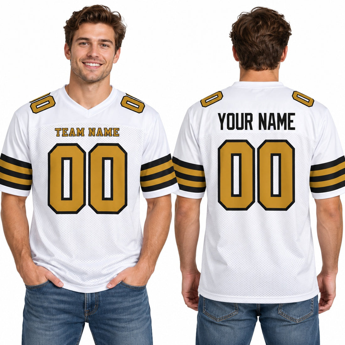 Personalized New Orleans Saints Football Jersey – White Alternate Style, Custom Name Patch, Team Name, Number & Logo-1