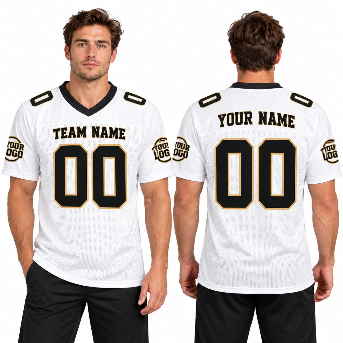 Personalized New Orleans Saints Football Jersey – White Game Style, Custom Name Patch, Team Name, Number & Logo-1