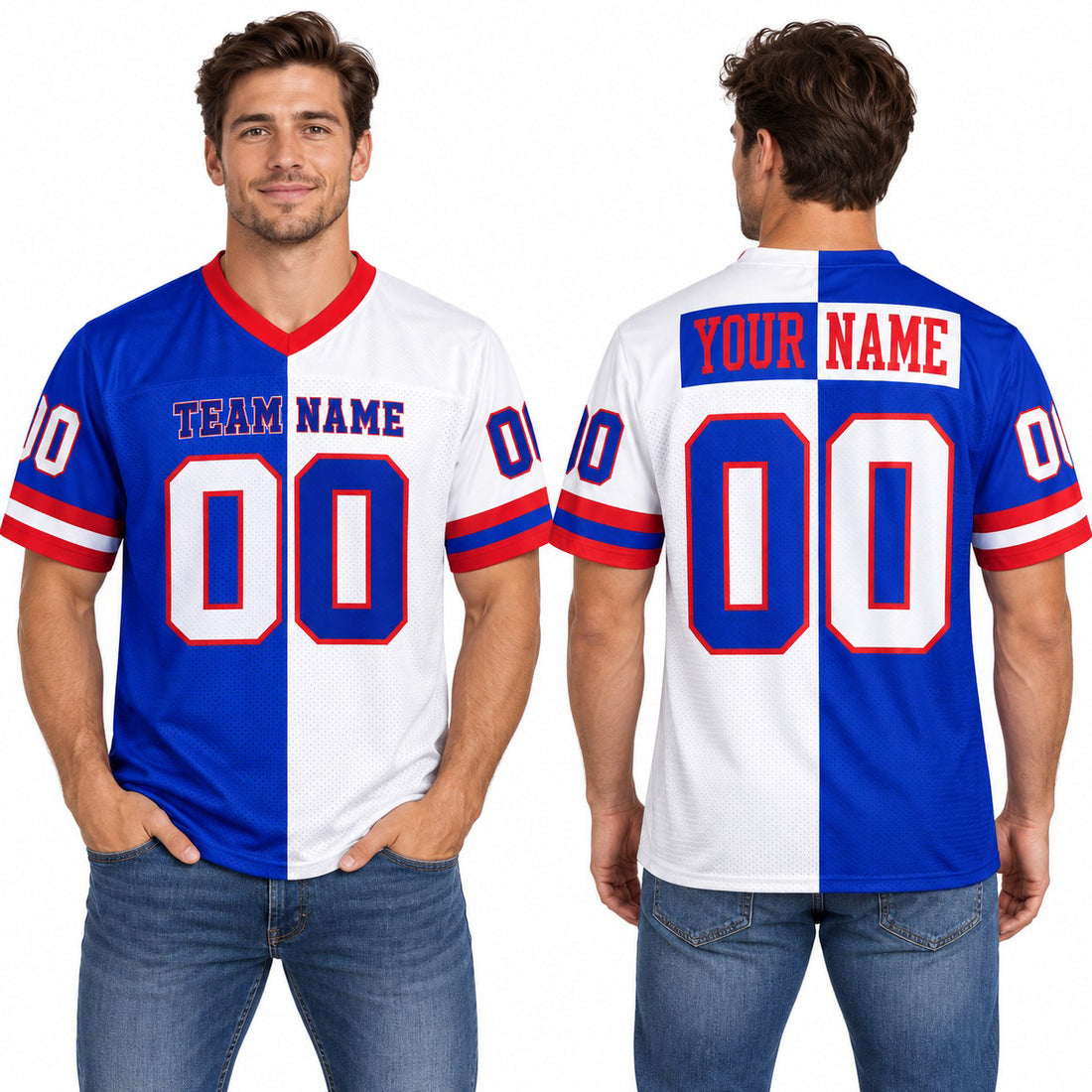 Personalized New York Giants 1986 Football Jersey – Royal White Split Legacy Style, Custom Name Patch, Team Name, Number & Logo-1