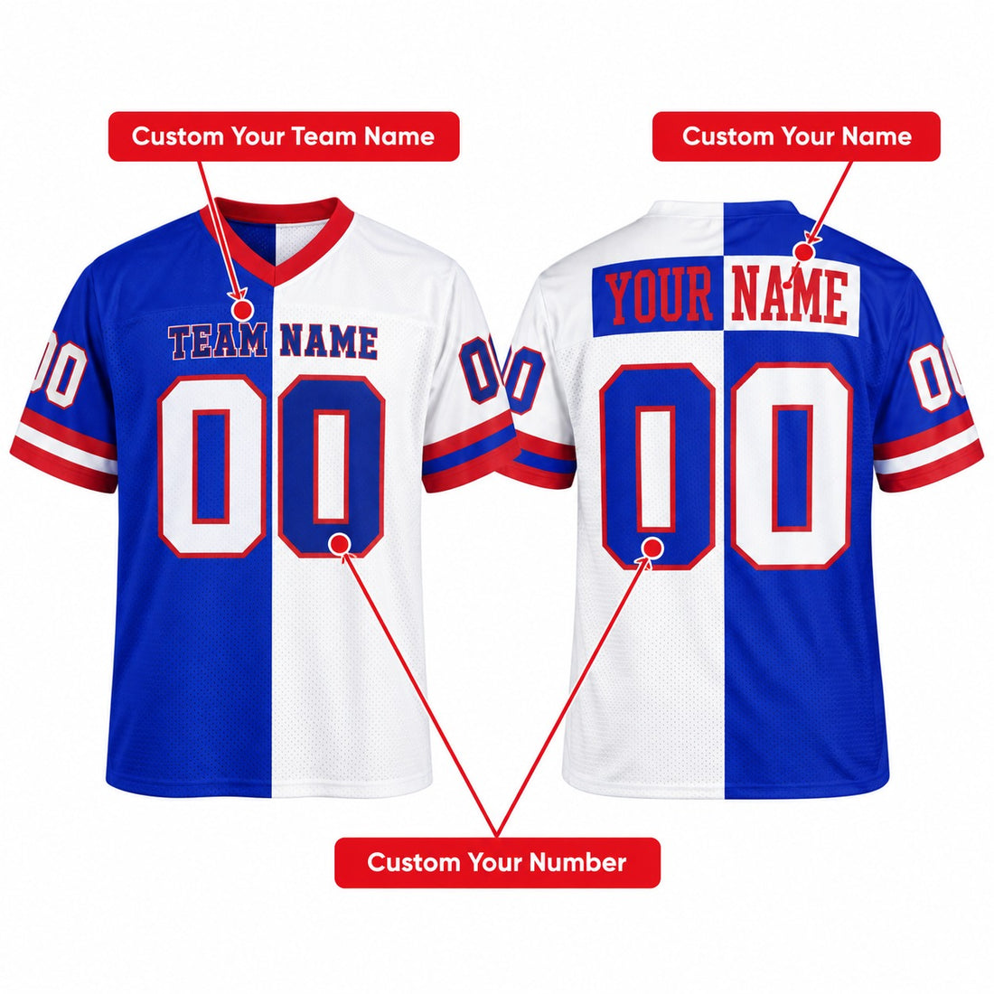 Personalized New York Giants 1986 Football Jersey – Royal White Split Legacy Style, Custom Name Patch, Team Name, Number & Logo-1