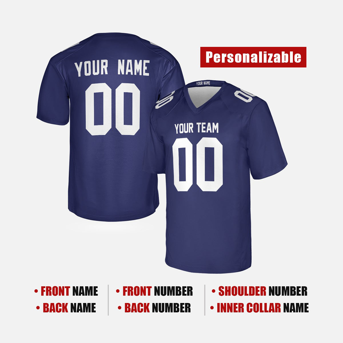 Personalized New York Giants Football Jersey - Royal Fan Style, Custom Name & Number-2