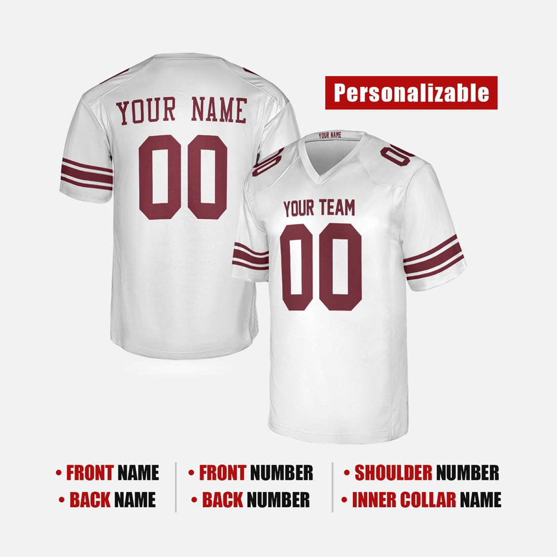 Personalized New York Giants Football Jersey - White Fan Style, Custom Name & Number-1